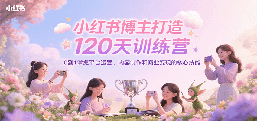 小红书博主打造120天训练营，0到1掌握平台运营、内容制作和商业变现-皓哥创业笔记