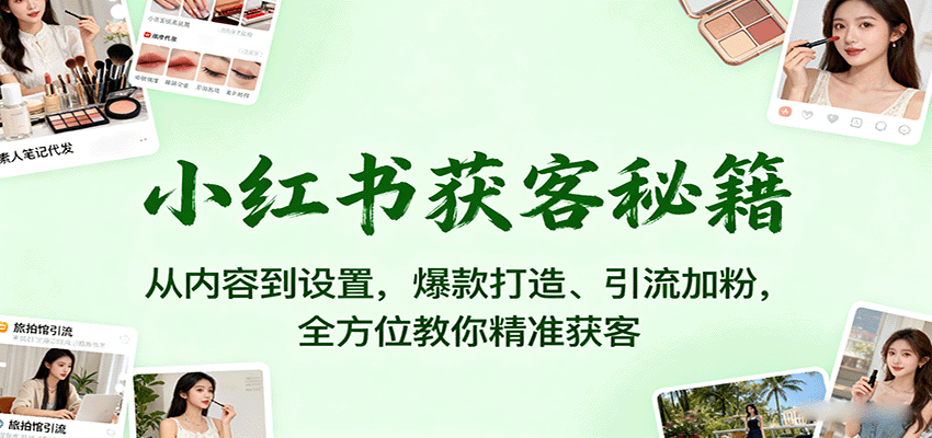 小红书获客秘籍：从内容到设置，爆款打造、引流加粉，全方位教你精准获客-皓哥创业笔记