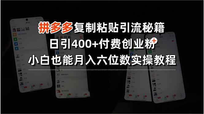 （15613期）拼多多复制粘贴引流秘籍，日引400+付费创业粉，小白也能月入六位数实操…-皓哥创业笔记