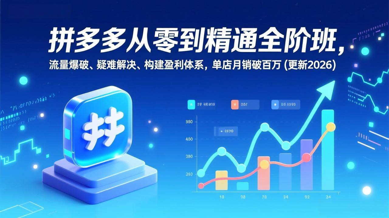 （17148期）拼多多从零到精通全阶班，流量爆破、疑难解决，构建盈利体系，单店月销破百万(更新2026)-皓哥创业笔记