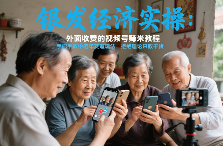银发经济实操：外面收费的视频号賺米教程，手把手教中老年赛道玩法，拒绝理论只教干货-皓哥创业笔记