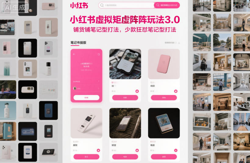 小红书虚拟矩阵玩法3.0,铺货铺笔记型打法,少款狂怼笔记型打法-皓哥创业笔记