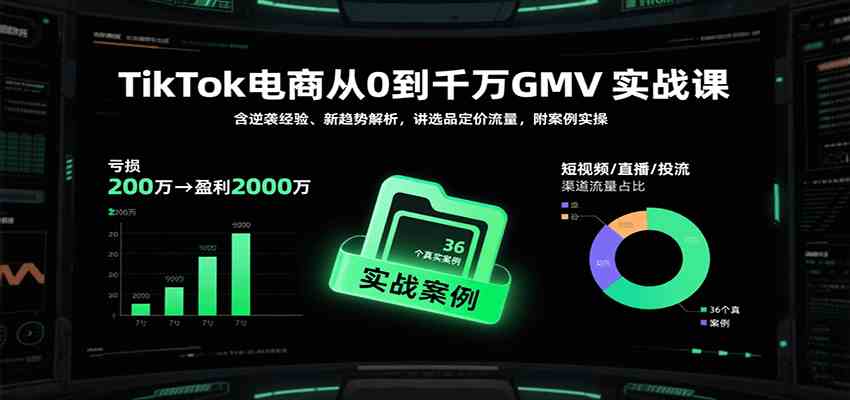 TikTok电商从0到千万GMV实战课，含逆袭经验、新趋势解析，讲选品定价流量等（更新）-皓哥创业笔记