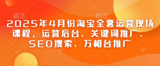 2025年4月份淘宝全套运营现场课程，运营后台、关键词推广、SEO搜索、万相台推广-皓哥创业笔记