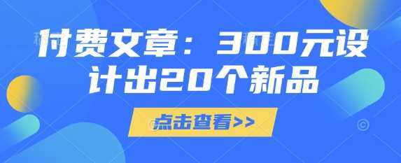 付费文章：300元设计出20个新品-皓哥创业笔记