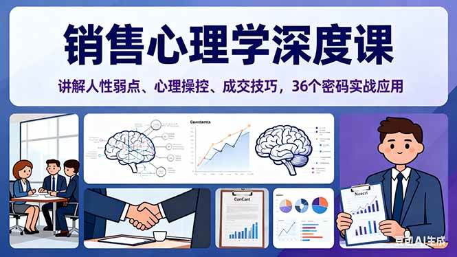 （16456期）销售心理学深度课，讲解人性弱点、心理操控、成交技巧，36个密码实战应用-皓哥创业笔记
