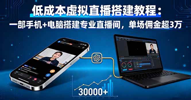 （16156期）低成本虚拟直播搭建教程：一部手机+电脑搭建专业直播间，单场佣金超3万-皓哥创业笔记