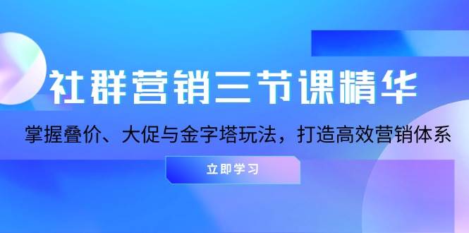 社群营销三节课精华：掌握叠价、大促与金字塔玩法，打造高效营销体系-皓哥创业笔记