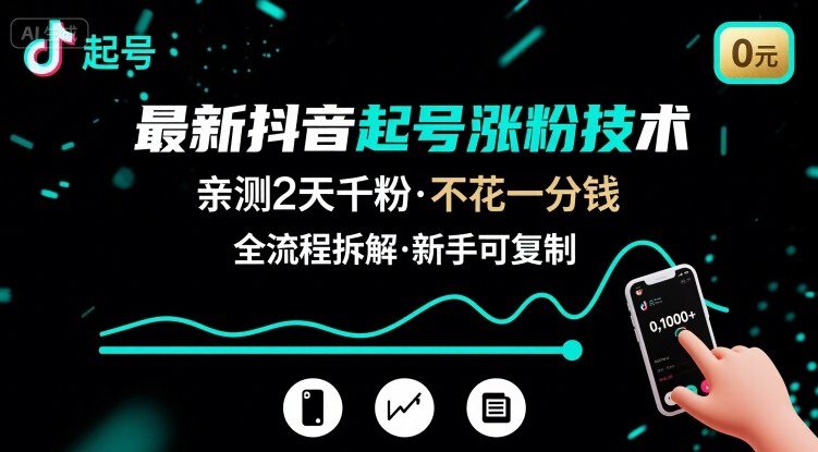 最新抖音起号涨粉技术，亲测2天千粉，不花一分钱，全流程拆解-皓哥创业笔记