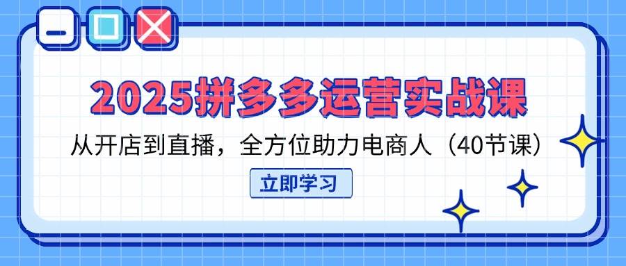 （14259期）2025拼多多运营实战课，从开店到直播，全方位助力电商人（40节课）-皓哥创业笔记