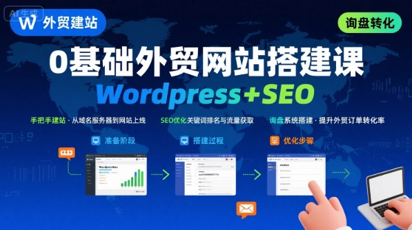 WordPress外贸建站+SEO优化课程,手把手教你从0到1搭建可获得询盘的外贸网站-皓哥创业笔记