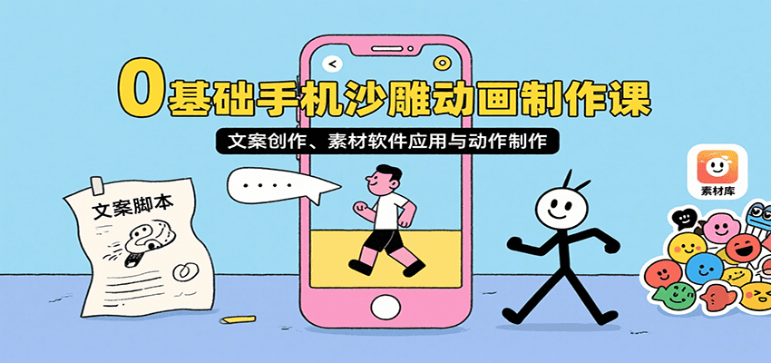 0基础手机沙雕动画制作课，文案创作、素材软件应用与动作制作-皓哥创业笔记