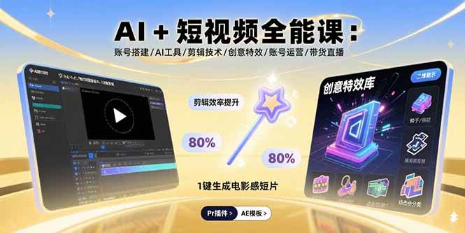 （15862期）AI+短视频全能课：账号搭建/AI工具/剪辑技术/创意特效/账号运营/带货直播-皓哥创业笔记