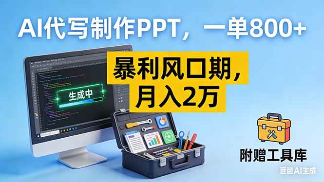 （16967期）AI代写制作PPT，一单800+， 暴利风口期，月入2万【附工具】-皓哥创业笔记