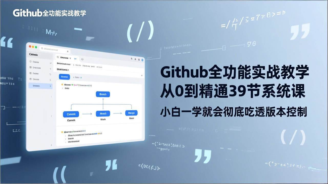 (17501期)GitHub-全功能实战教学,从0到精通39节系统课,小白一学就会彻底吃透版本控制-皓哥创业笔记