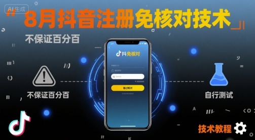 8月抖音注册免核对技术，不保证百分百，自测-皓哥创业笔记