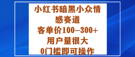 小红书暗黑小众情感赛道，客单价100-300+用户量很大，0门槛即可操作-皓哥创业笔记