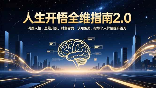 （16898期）人生开悟全维指南2.0：洞察人性、思维升级、财富密码，认知破局，指导个人价值提升百万-皓哥创业笔记