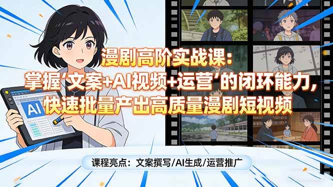 （17461期）漫剧高阶实战课：掌握“文案+AI视频+运营”的闭环能力，快速批量产出高质量漫剧短视频-皓哥创业笔记