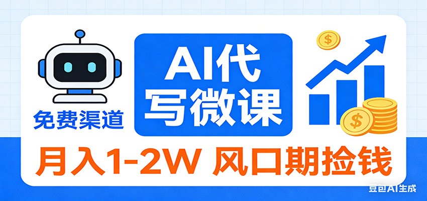 2026告别打工！AI 代写微课，提供免费渠道，月入 1-2W 风口期捡钱-皓哥创业笔记