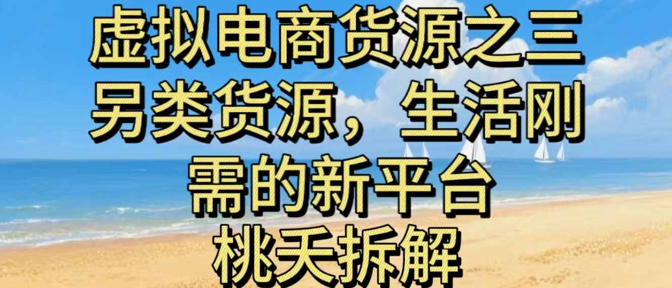 虚拟电商之三另类的货源，生活刚需的新平台-皓哥创业笔记