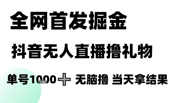 全网首发掘金抖音无人直播撸礼物,单号1k +无脑撸,当天拿结果【揭秘】-皓哥创业笔记
