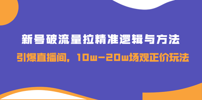 （3689期）新号破流量拉精准逻辑与方法，引爆直播间，10w-20w场观正价玩法-皓哥创业笔记