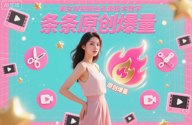 美女视频搬运去重技术教学，条条原创爆量-皓哥创业笔记