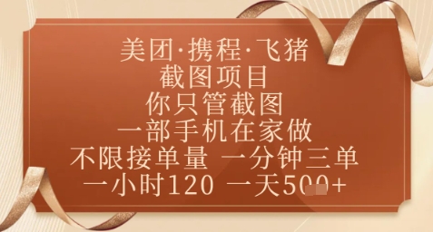 飞猪美团截图项目,你只管截图,一部手机在家做,正规平台无套路,一天5张+【揭秘】-皓哥创业笔记
