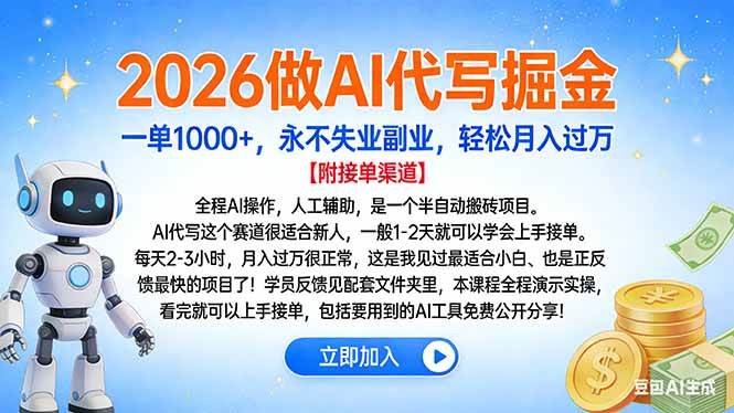（16924期）2026做AI代写掘金，一单1000+，永不失业副业，轻松月入过万-皓哥创业笔记