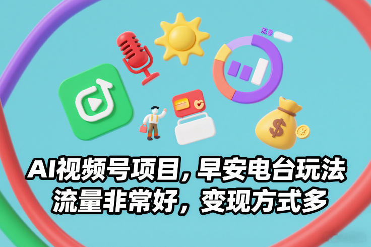 AI视频号项目，早安电台玩法，流量非常好，变现方式多-皓哥创业笔记