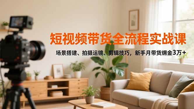 （16680期）短视频带货全流程实战课，场景搭建、拍摄运镜、剪辑技巧，新手月带货佣金3万+-皓哥创业笔记
