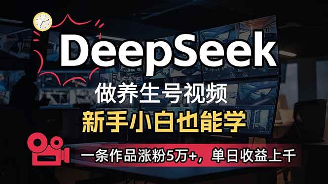 （14199期）小白用DeepSeek做养生号，一条作品涨粉5万+，单日收益上千-皓哥创业笔记