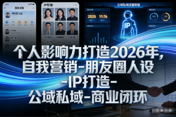 个人影响力打造2026年，自我营销-朋友圈人设-IP打造-公域私域-商业闭环-皓哥创业笔记