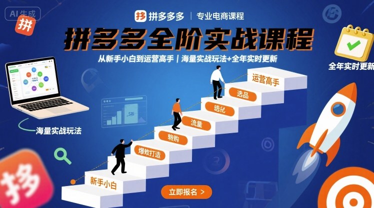 拼多多全阶实战课程，从新手小白到运营高手，海量实战玩法+全年实时更新【2025年10月更新】-皓哥创业笔记