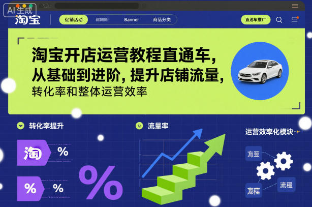 淘宝开店运营教程直通车，从基础到进阶，提升店铺流量，转化率和整体运营效率（更新26年1月）-皓哥创业笔记