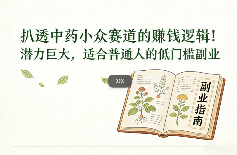 扒透中药小众赛道的賺米逻辑，潜力巨大，适合普通人的低门槛副业-皓哥创业笔记