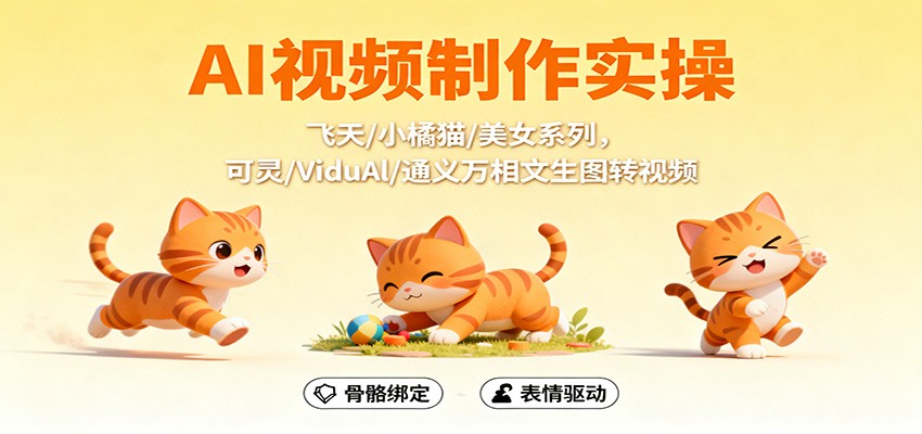 AI视频制作实操，飞天/小橘猫/美女系列，可灵/ViduAl/通义万相文生图转视频-皓哥创业笔记