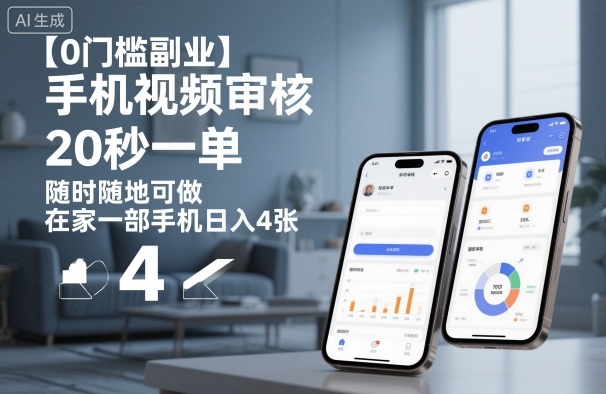 【0门槛副业】手机视频审核，20秒一单，随时随地可做，在家一部手机日入4张【揭秘】-皓哥创业笔记