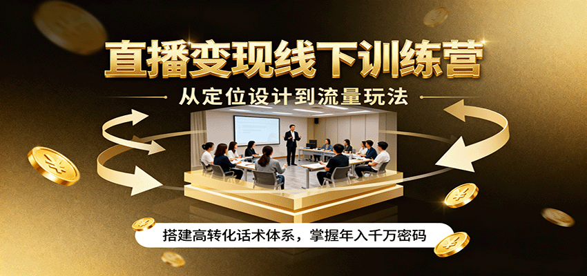 直播变现线下训练营，从定位设计到流量玩法，搭建高转化话术体系，掌握年入千万密码-皓哥创业笔记