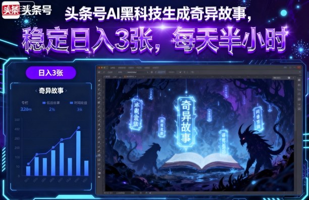 头条号AI黑科技生成奇异故事，稳定日入3张，每天半小时-皓哥创业笔记