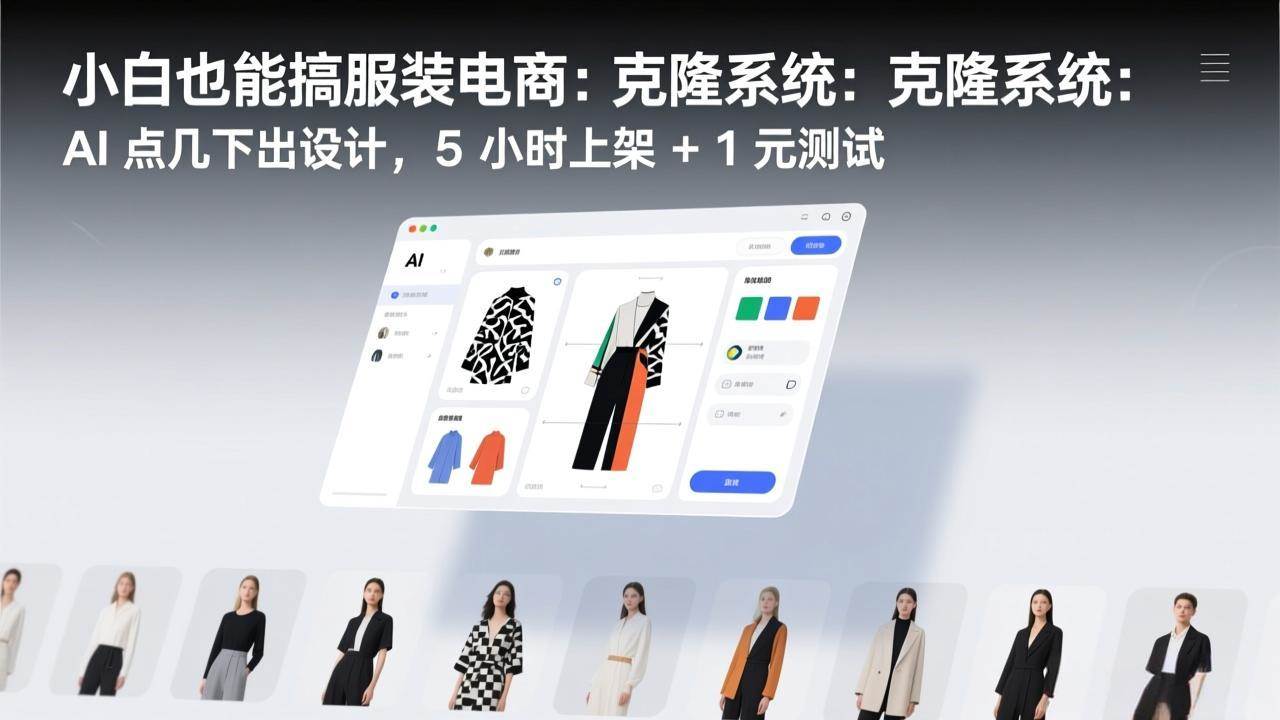 （17411期）小白也能搞服装电商：克隆系统：AI 点几下出设计，5 小时上架 + 1 元测试-皓哥创业笔记