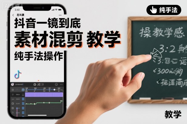 抖音一镜到底素材混剪教学，纯手法操作-皓哥创业笔记