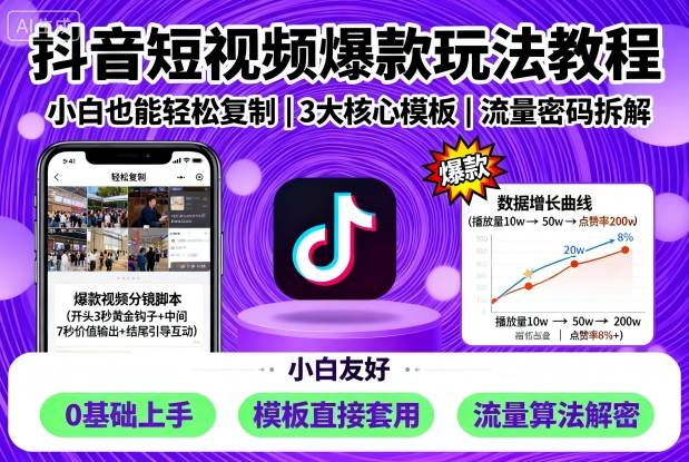 抖音短视频爆款玩法教程，小白也能轻松复制-皓哥创业笔记