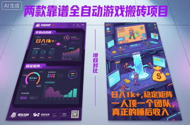两款靠谱全自动游戏搬砖项目，日入1k+，稳定可矩阵，一人顶一个团队，真正的睡后收入【揭秘】-皓哥创业笔记
