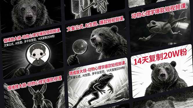 （17376期）情绪放大镜-动物心理学爆款短视频课，文案公式、AI生图、多平台变现，14天复制20W粉-皓哥创业笔记