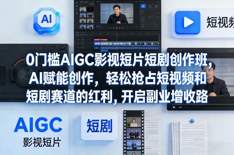 0门槛AIGC影视短片短剧创作班，AI赋能创作，轻松抢占短视频和短剧赛道的红利，开启副业增收路-皓哥创业笔记