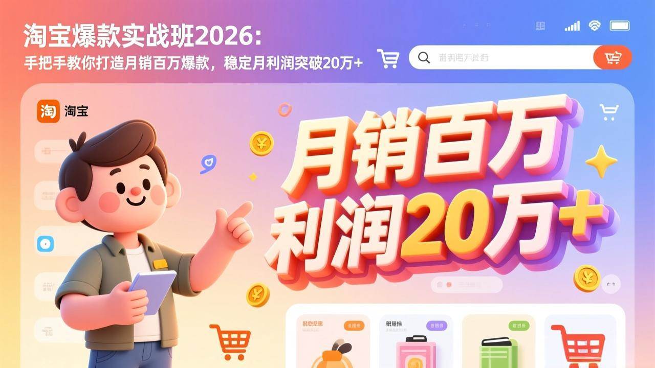 （17401期）淘宝爆款实战班-2026年2月更新：手把手教你打造月销百万爆款，稳定月利润突破20万+-皓哥创业笔记
