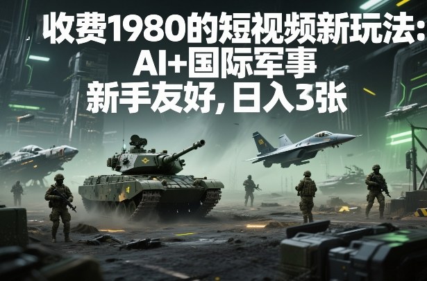 外面收费1980的短视频新玩法：AI+国际军事，新手友好，日入3张+【附详细教程】-皓哥创业笔记