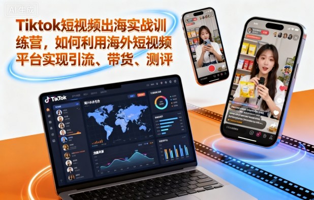 Tiktok短视频出海实战训练营，如何利用海外短视频平台实现引流、带货、测评-皓哥创业笔记